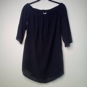 Meaveor Blouse Women L Short Sleeve Lined Black